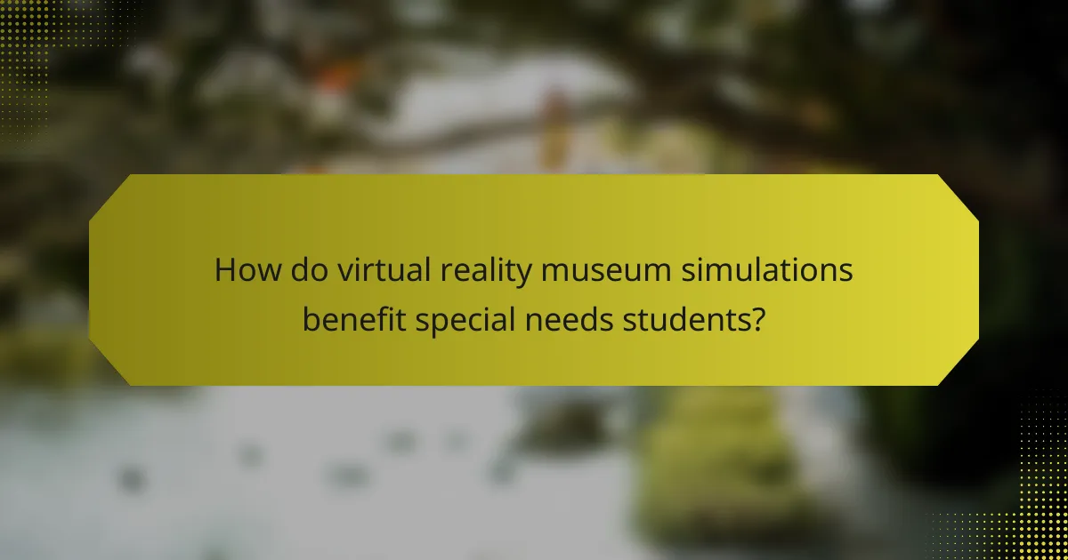 How do virtual reality museum simulations benefit special needs students?