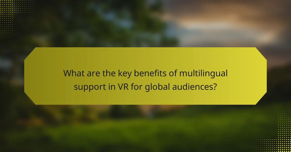What are the key benefits of multilingual support in VR for global audiences?