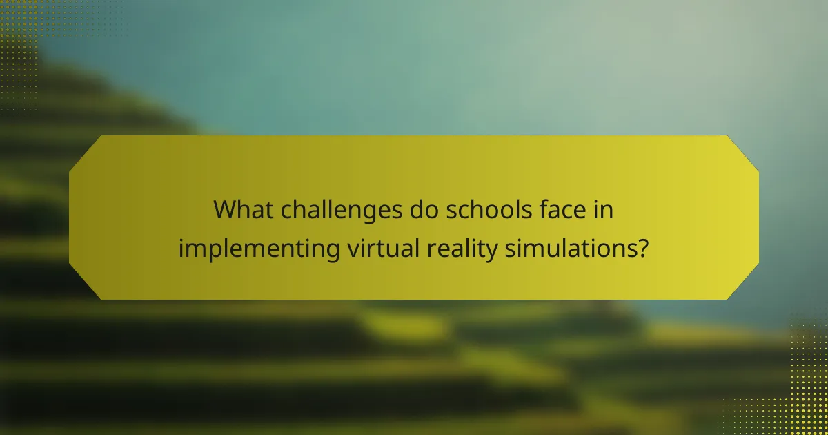 What challenges do schools face in implementing virtual reality simulations?